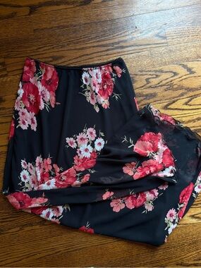 M Collection Vintage 90s Floral Maxi Slip Skirt